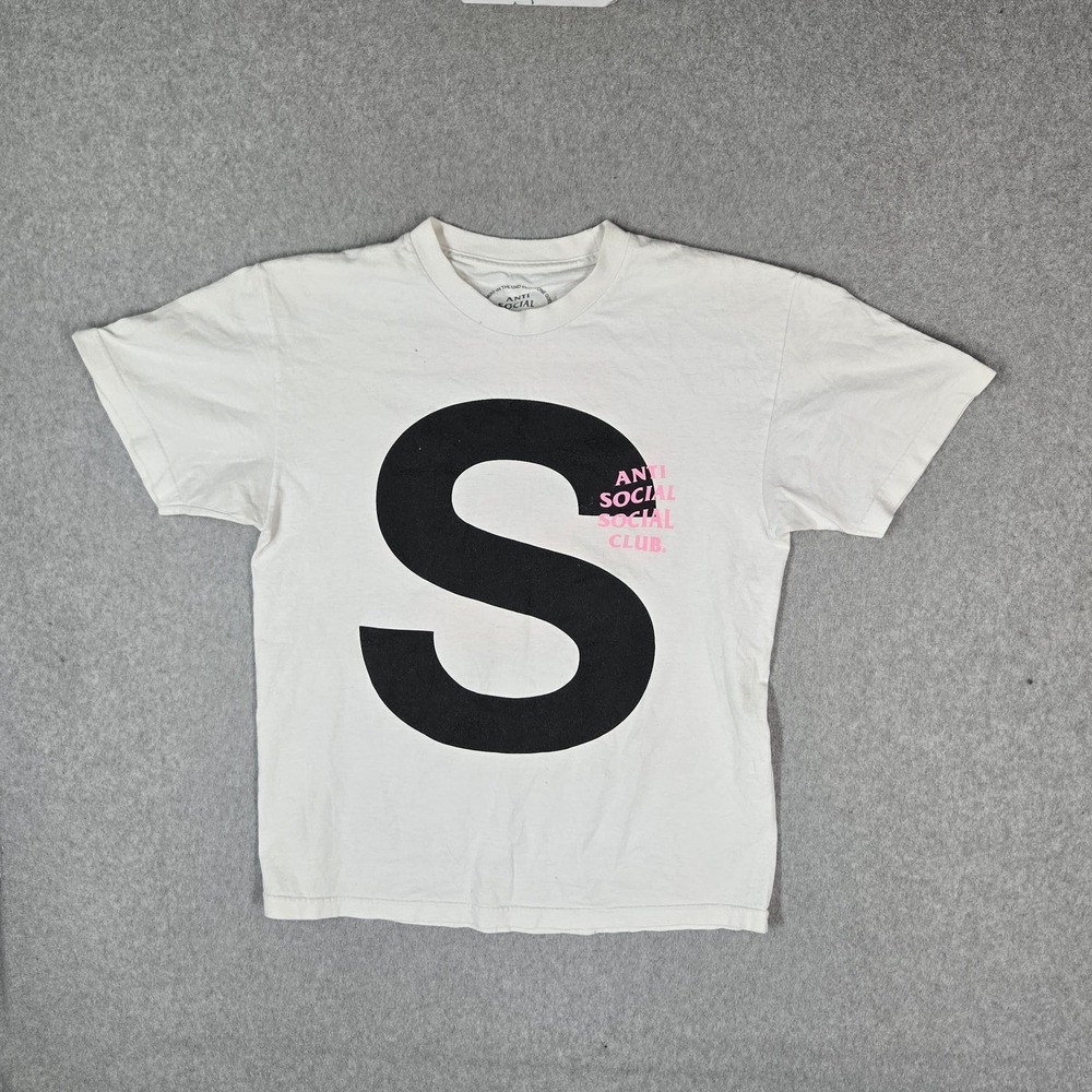 Anti Social Social Club Men Shirt L White Graphic Logo Spellout Tee Short Sleeve